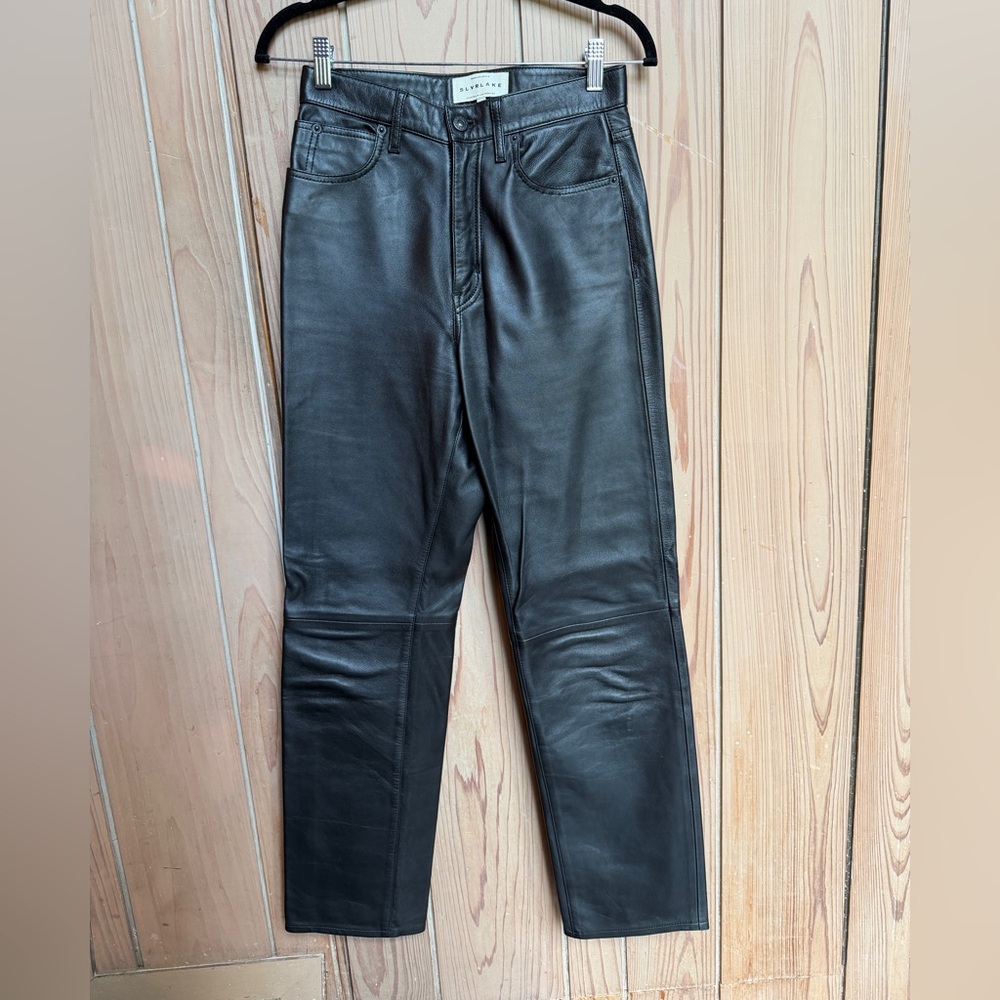 SLVRLAKE Black Straight Leather Jeans